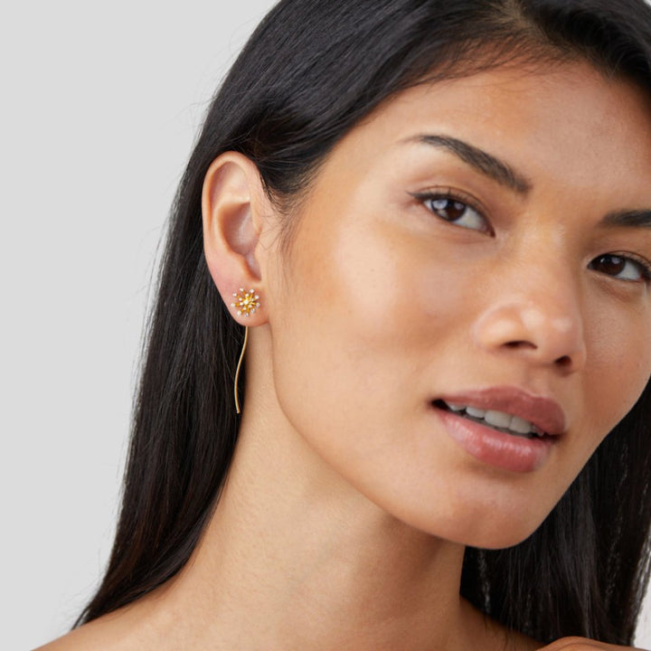 Pendientes dorados 18K Dandelion Pide un deseo