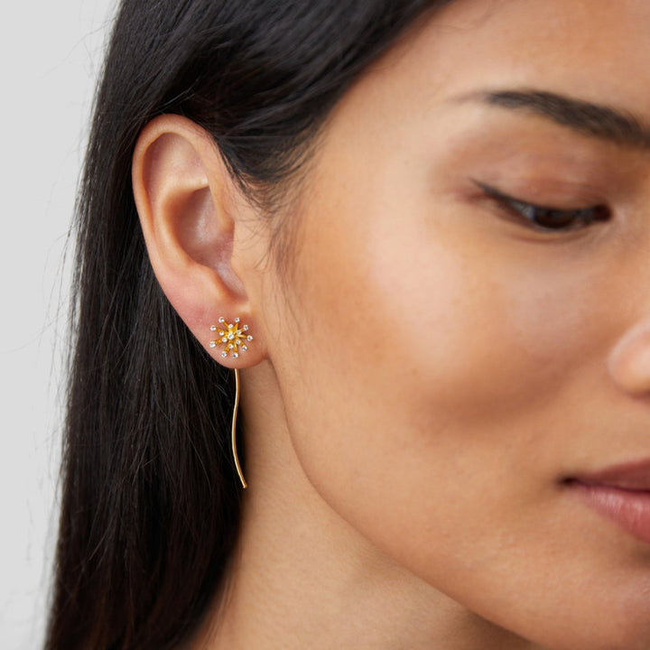 Pendientes dorados 18K Dandelion Pide un deseo