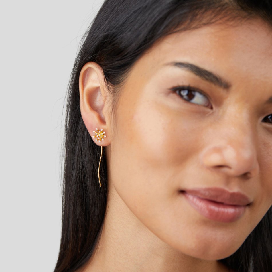 Pendientes dorados 18K Dandelion Pide un deseo