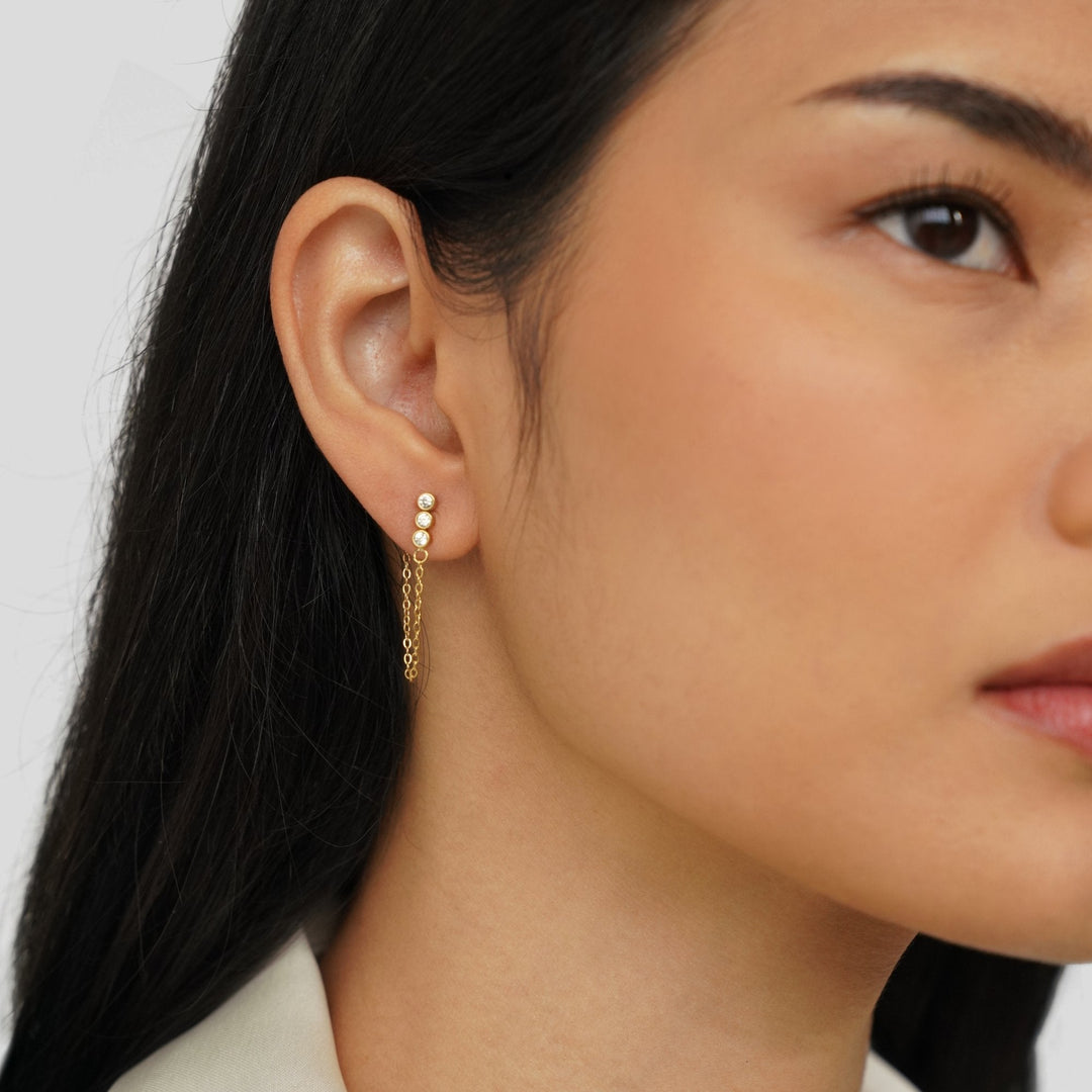 Pendientes Mara con cadena de cristal