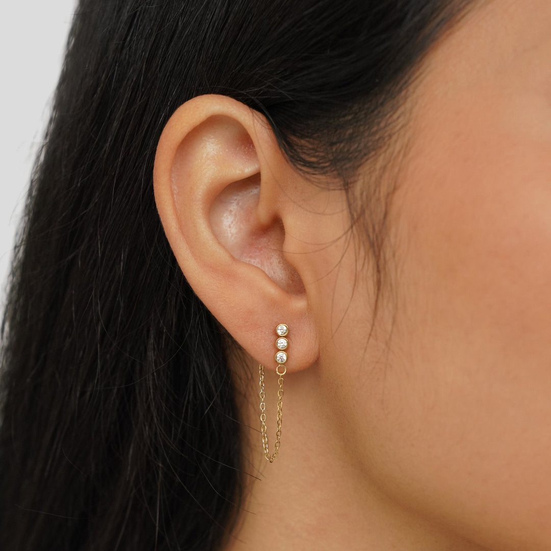 Pendientes Mara con cadena de cristal
