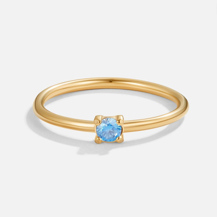 Anillo marzo piedra de nacimiento 18K dorado