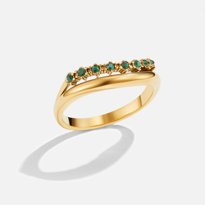 Anillo Marissa esmeralda verde texturizado