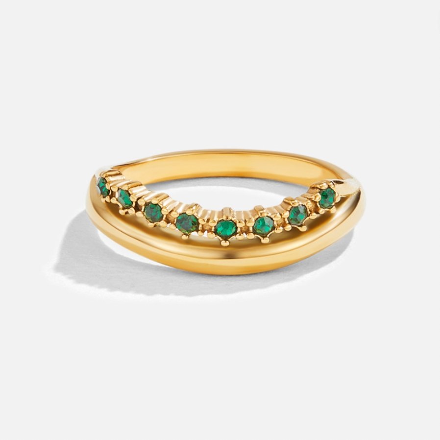Anillo Marissa esmeralda verde texturizado