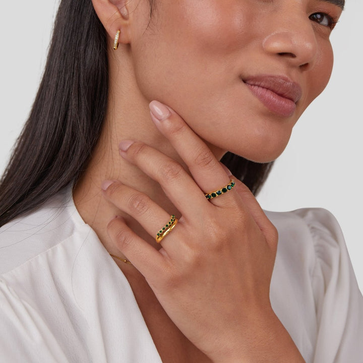 Anillo Marissa esmeralda verde texturizado