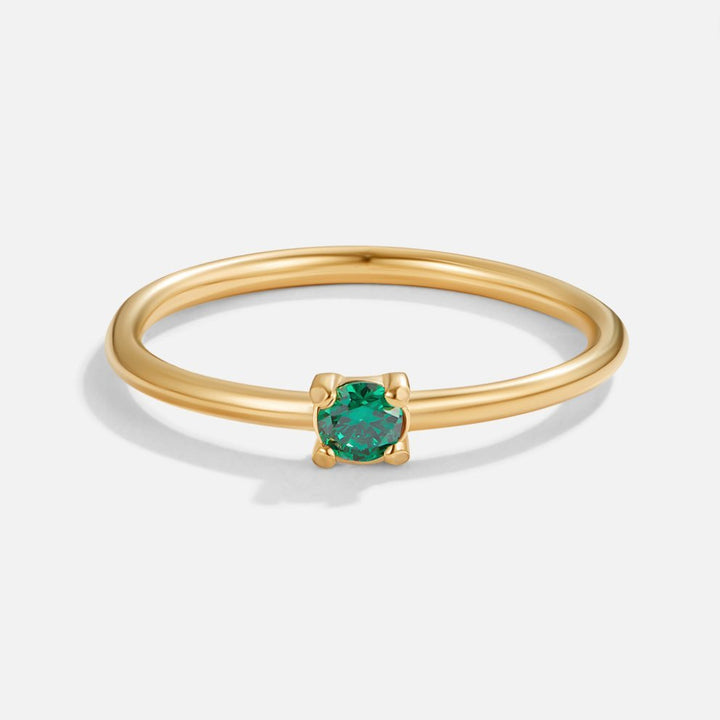 Anillo mayo piedra de nacimiento 18K dorado