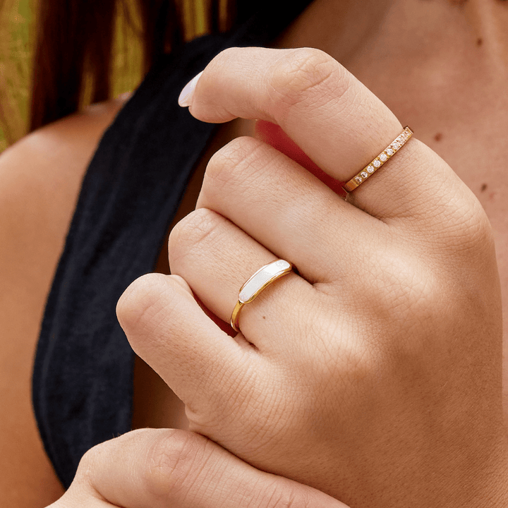 Anillo Maya perlas blanco