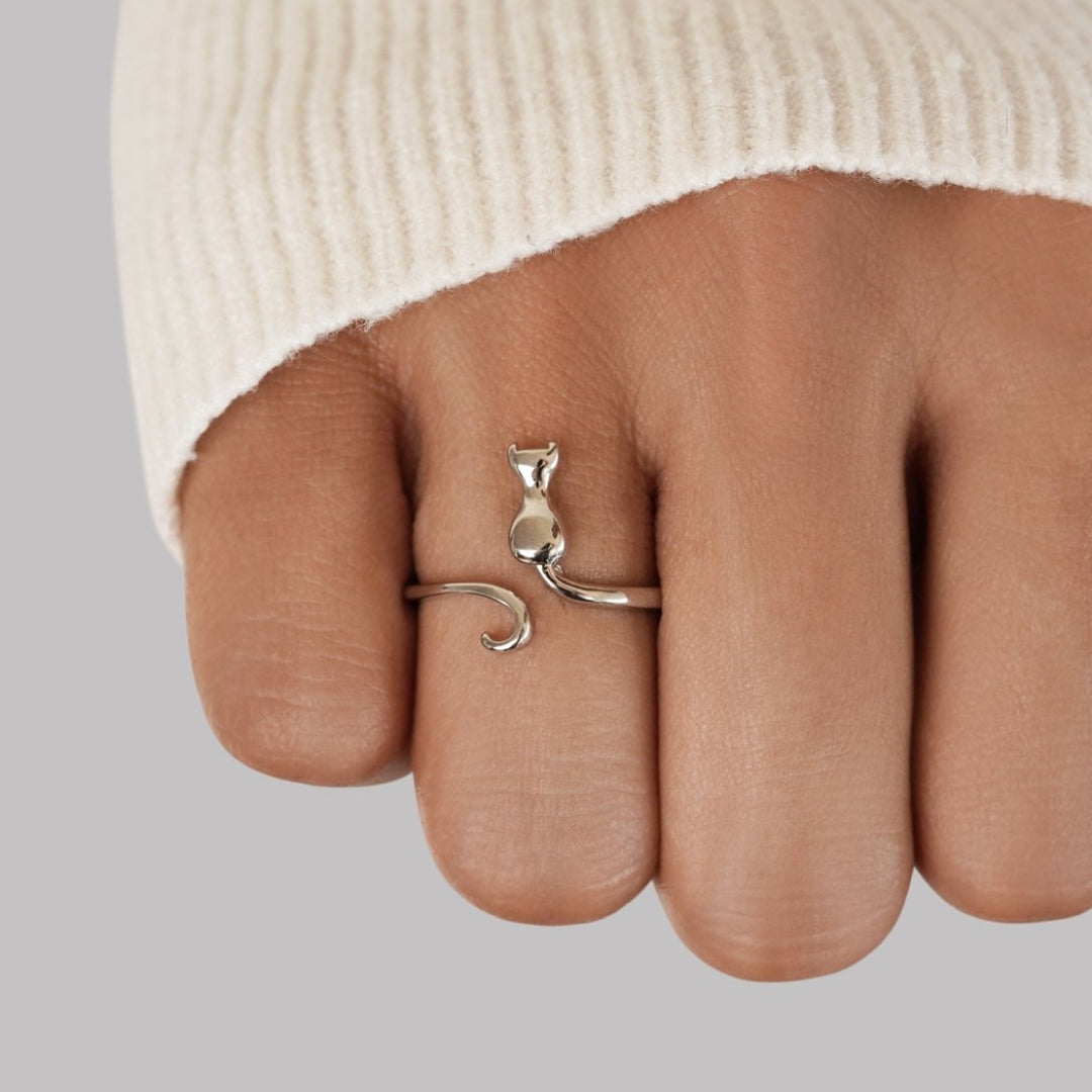 Anillo plateado minuit chat
