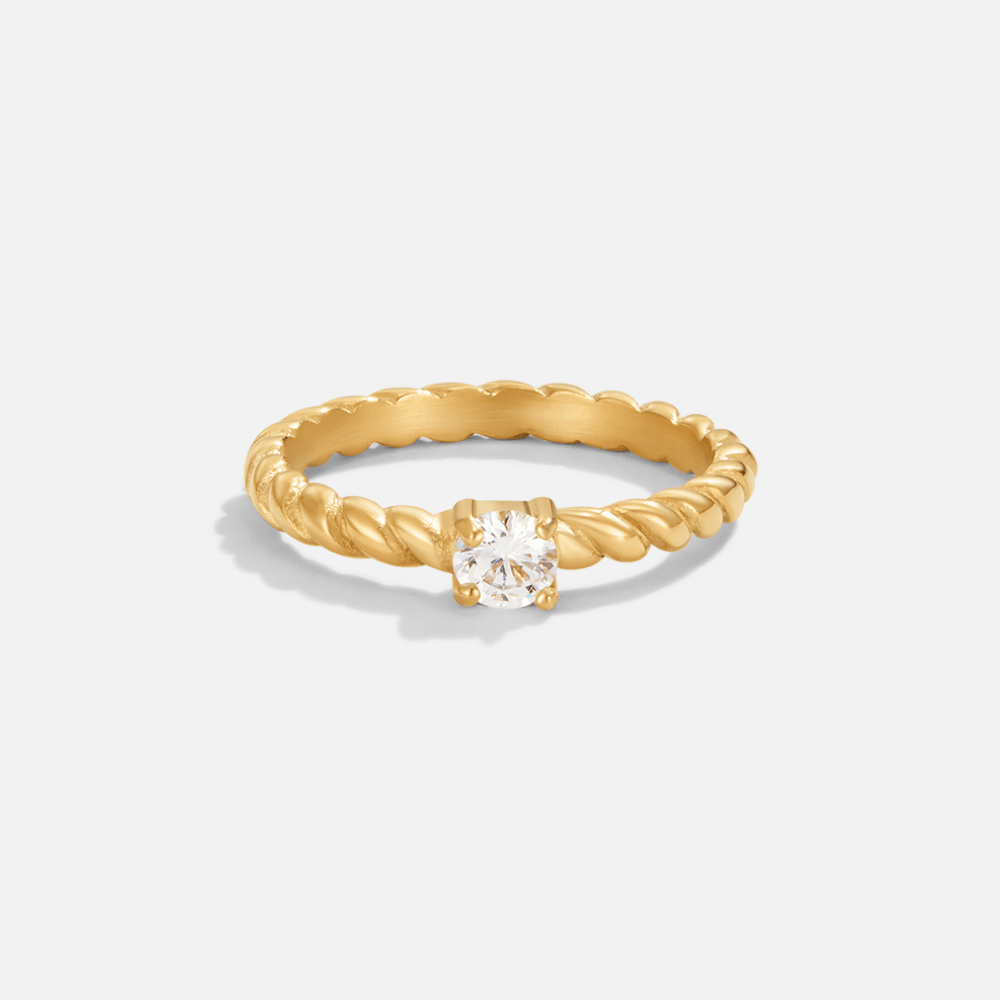 Anillo Milan trenzado dorado cristal