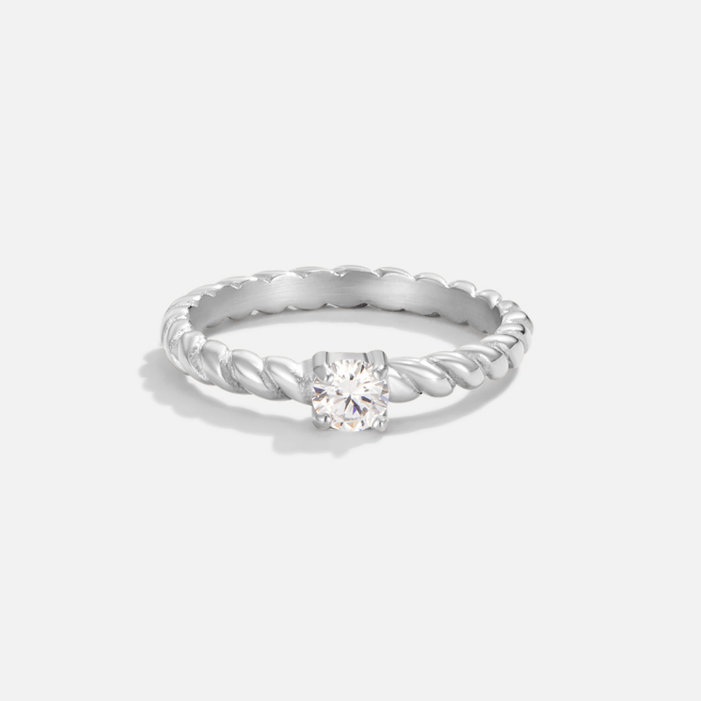 Anillo Milan trenzado plateado cristal