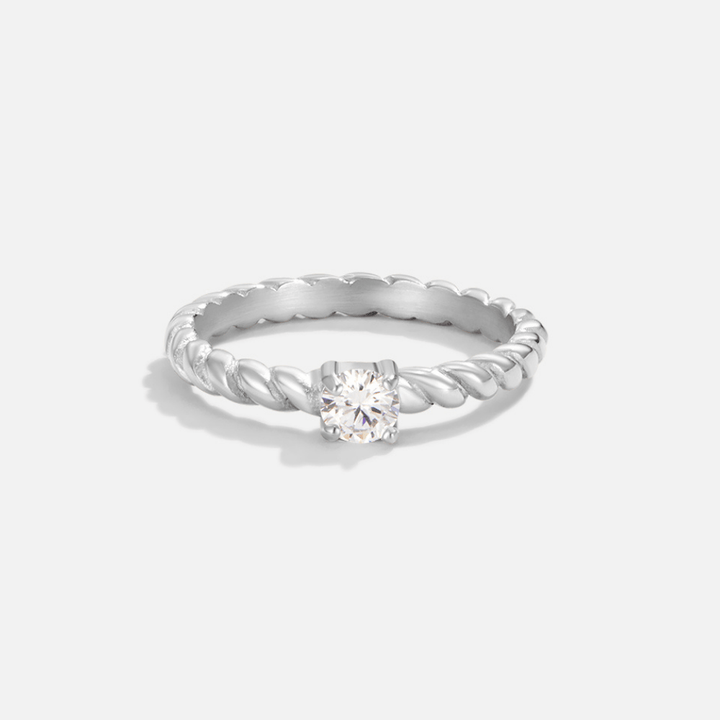 Anillo Milan trenzado plateado cristal
