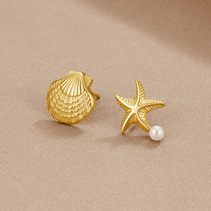 Pendientes dorados Naia Concha & Estrella de mar
