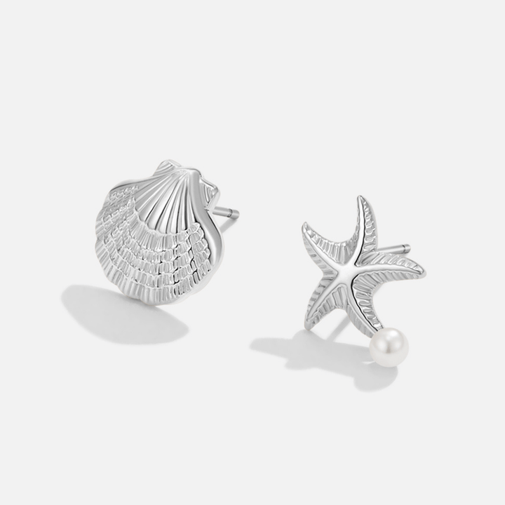 Pendientes plateados Naia Concha & Estrella de mar