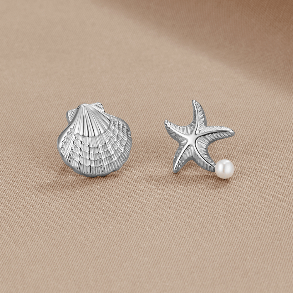 Pendientes plateados Naia Concha & Estrella de mar