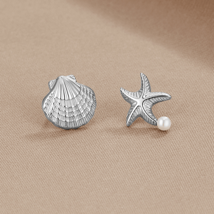 Pendientes plateados Naia Concha & Estrella de mar