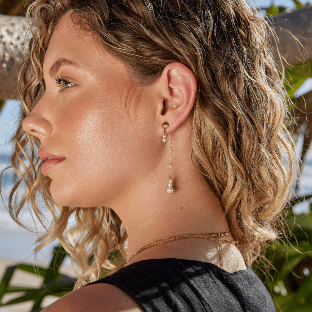 Pendientes perlas Neesa con pompons