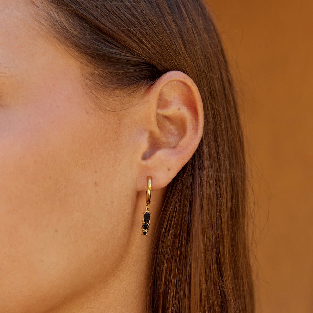Pendientes de aro Obsidian gota