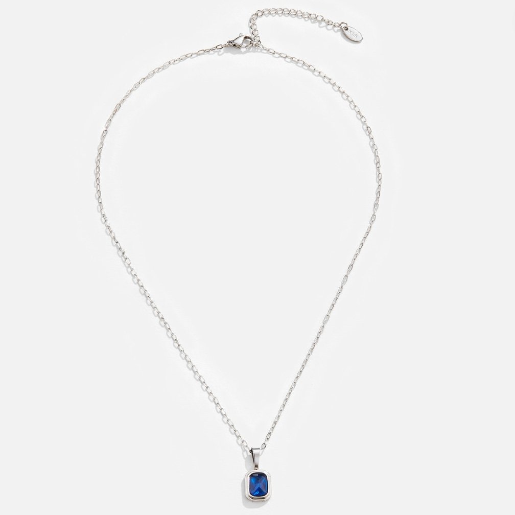 Collar con colgante plateado Azul Océano