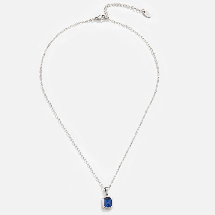Collar con colgante plateado Azul Océano