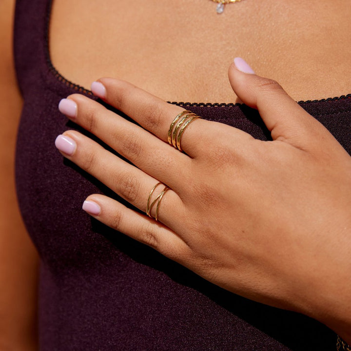 Anillo Ohio texturizado oro
