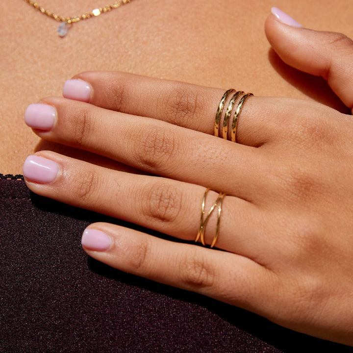 Anillo Ohio texturizado oro