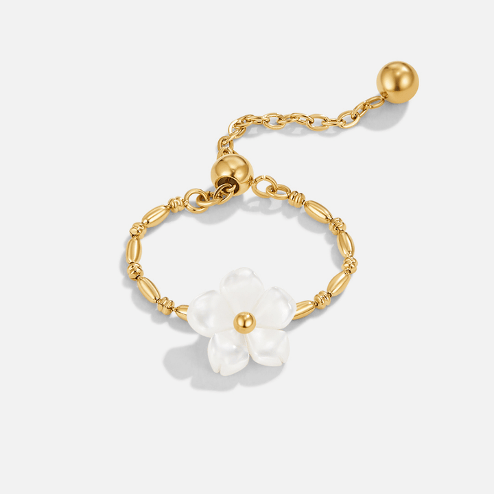 Anillo perlas blanco floral