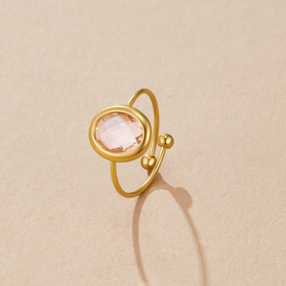 Anillo rosa cristal dorado