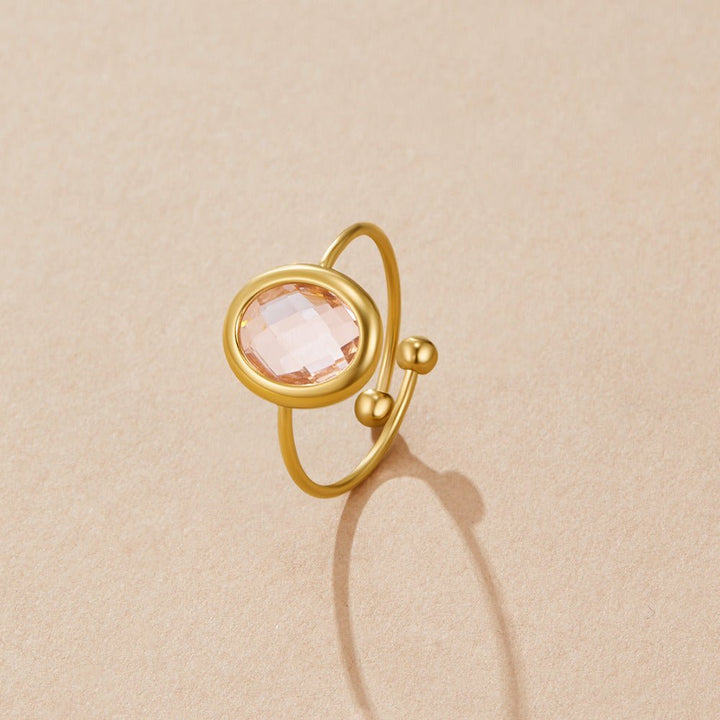 Anillo rosa cristal dorado