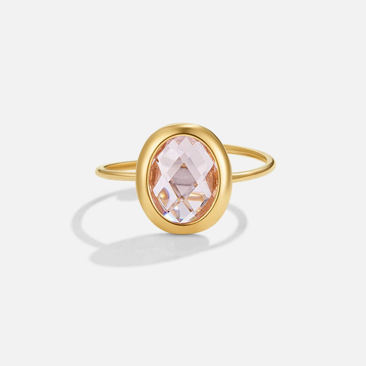 Anillo rosa cristal dorado