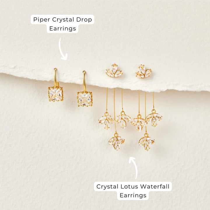 Pendientes Piper con gotas de cristal