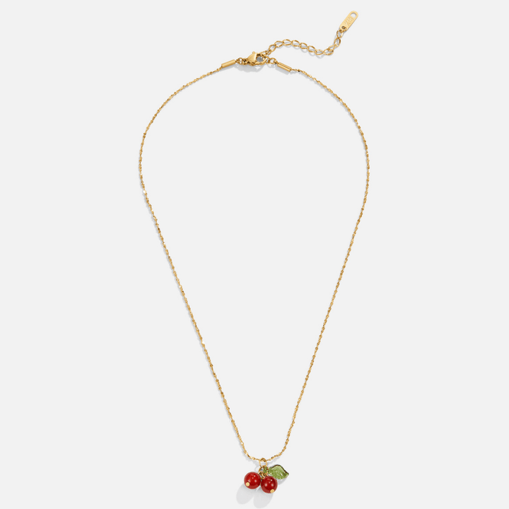 Collar con colgante de cereza roja