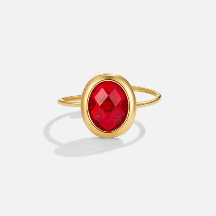 Anillo dorado rubí cristal