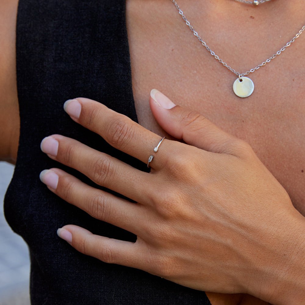 Anillo Serena plateado cristal