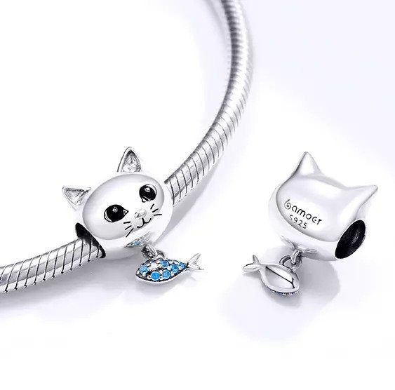 Colgante de cabeza de gato de plata
