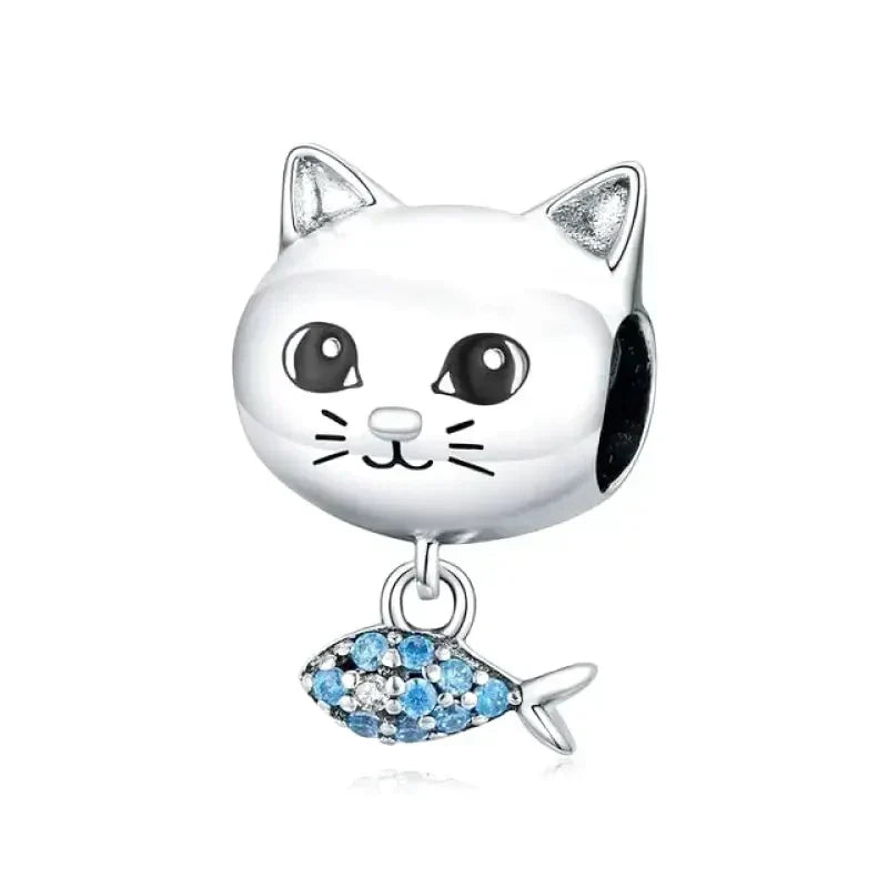 Colgante de cabeza de gato de plata