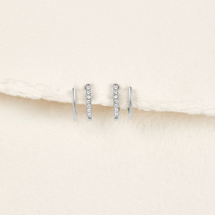 Pendientes plateados de cristal engastado con garras
