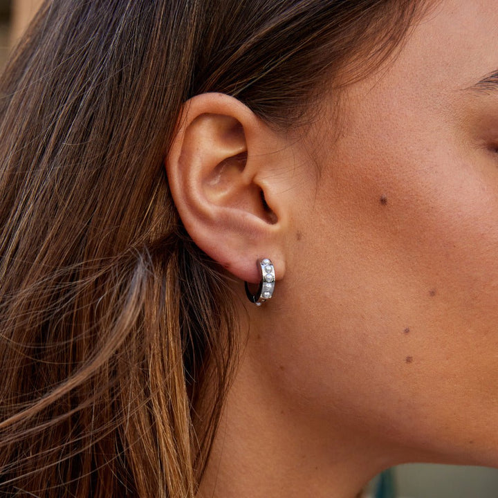 Pendientes plateados Eula con perlas