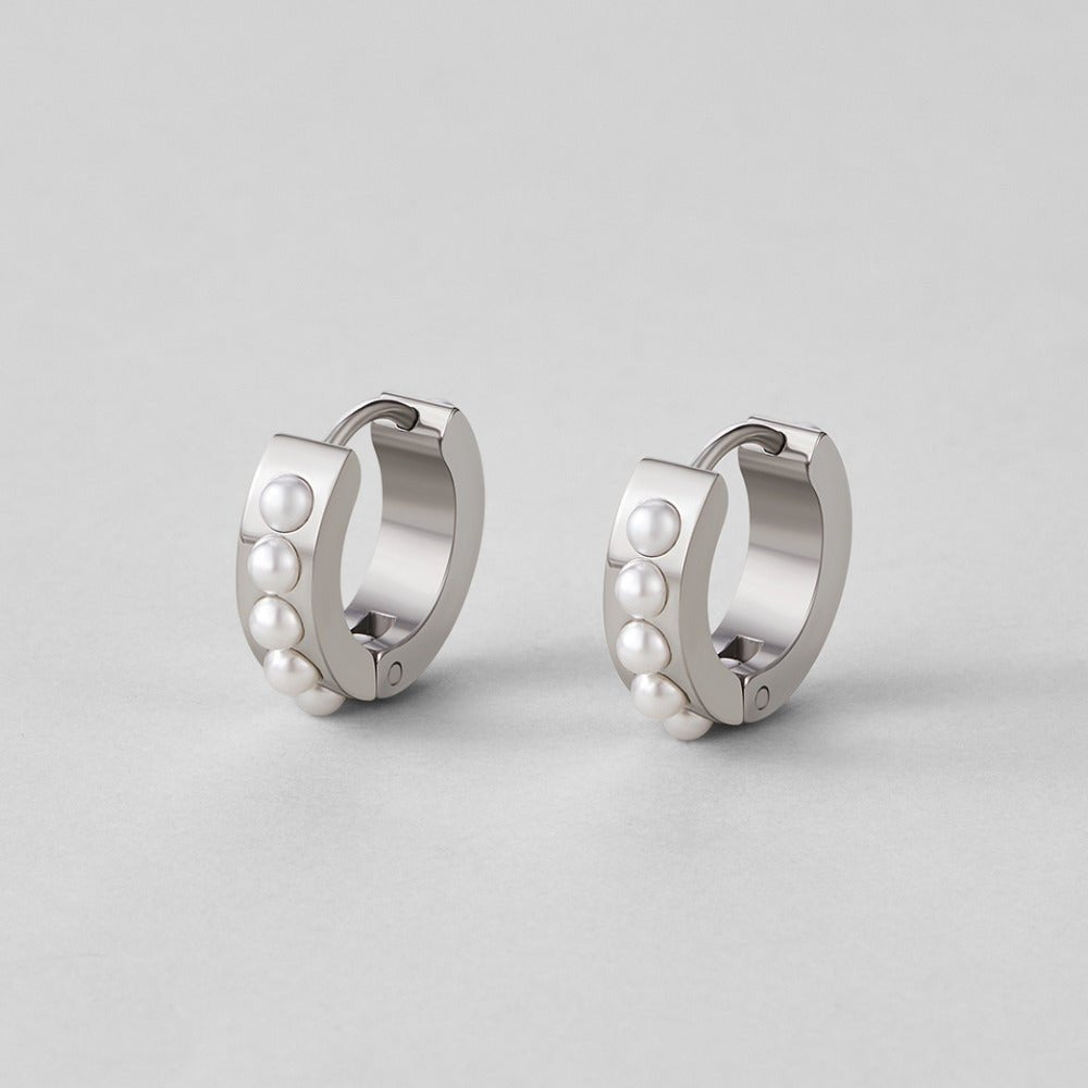 Pendientes plateados Eula con perlas