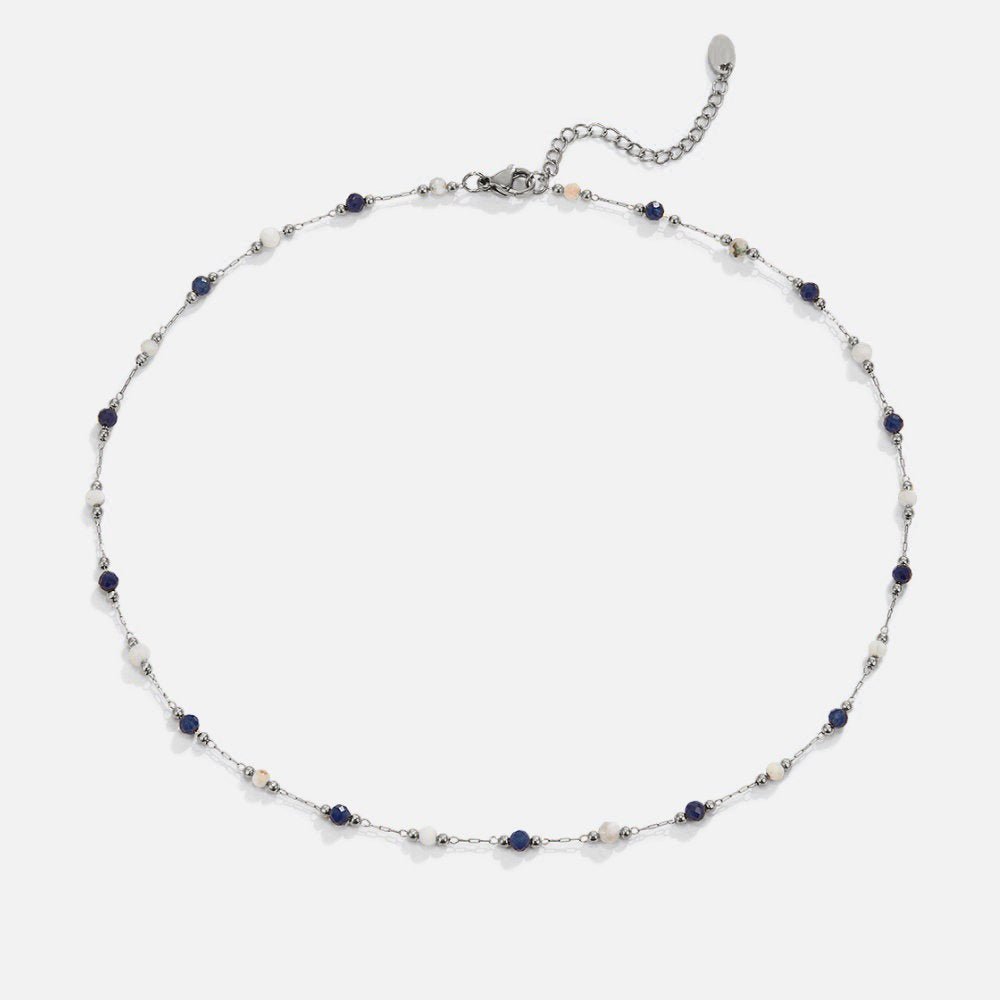 Collar plateado Lulu Midnight de piedras y perlas