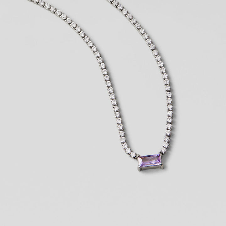 Collar plateado de cristal