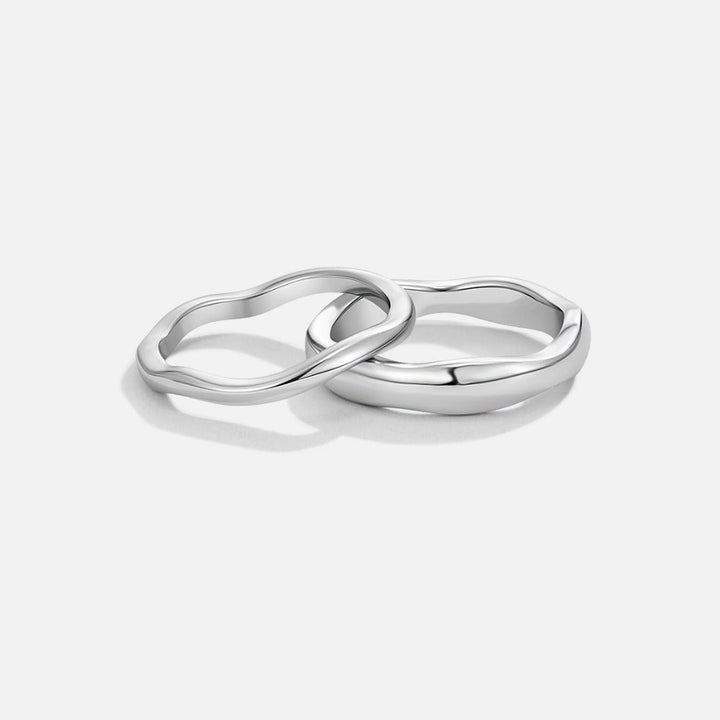 Anillo plateado set Madison ondulado