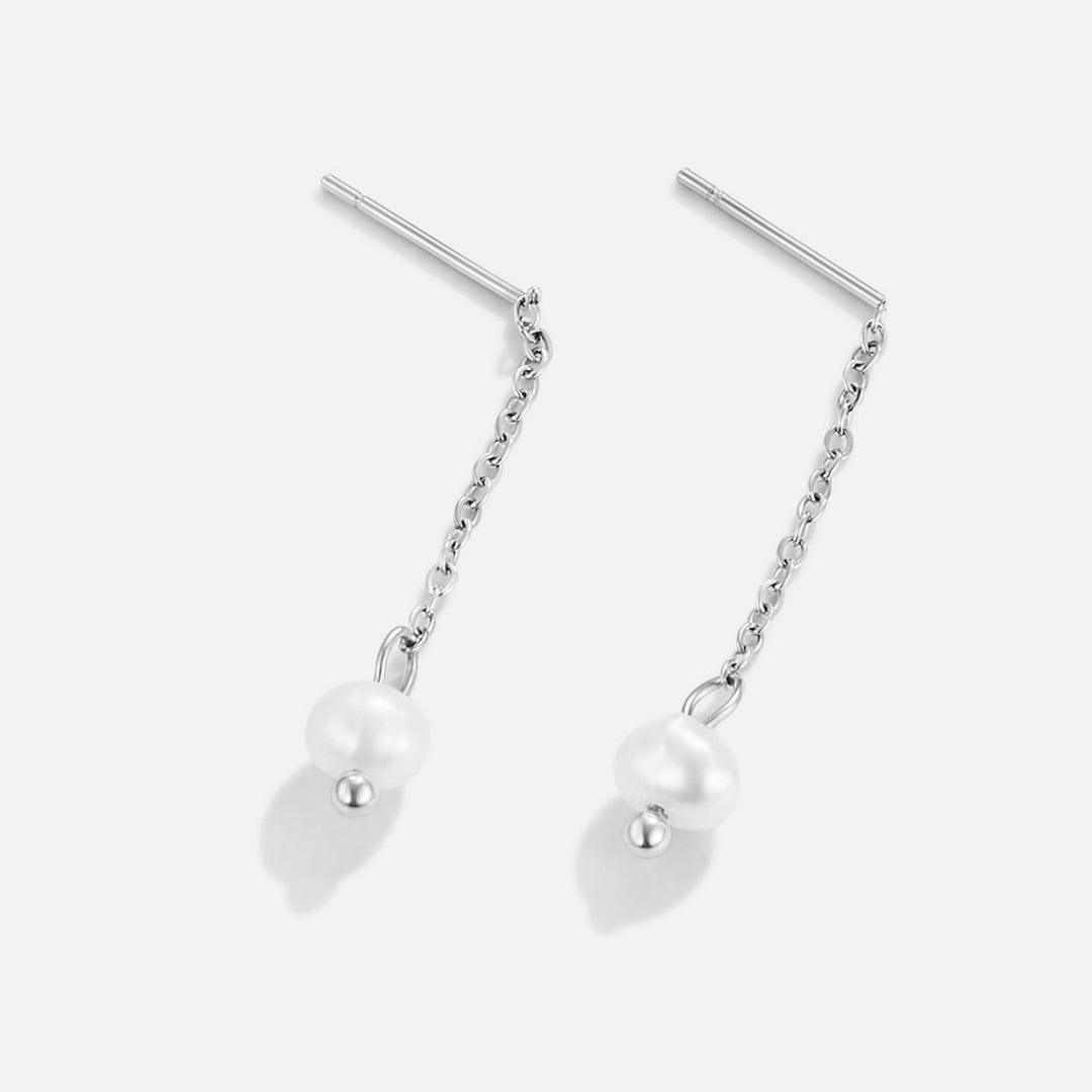 Pendientes plateados Maria con perla