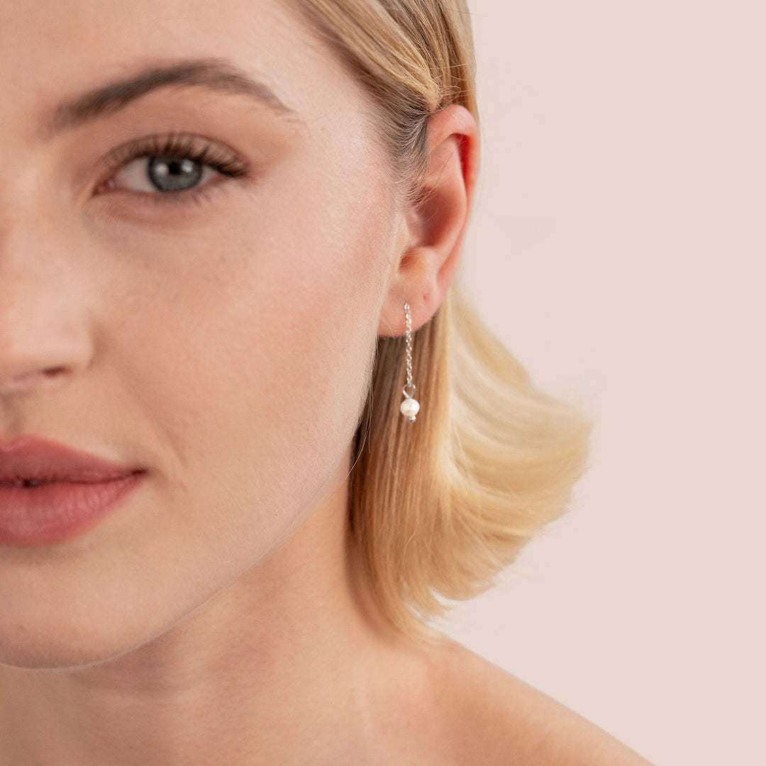 Pendientes plateados Maria con perla
