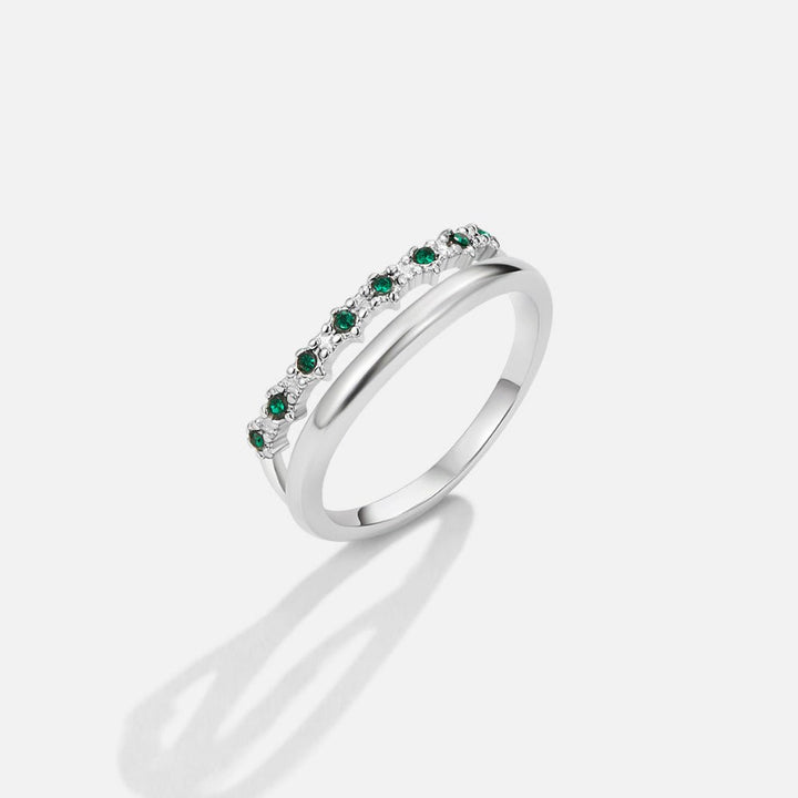 Anillo plateado Marissa esmeralda verde multifila