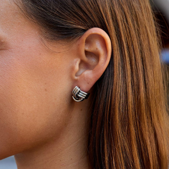Pendientes plateados Maxi trenzados