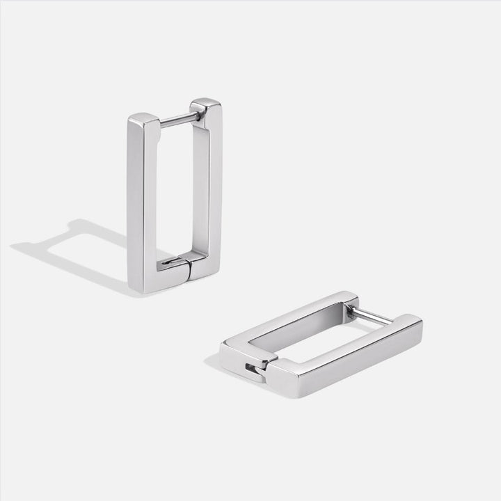 Pendientes plateados rectangulares