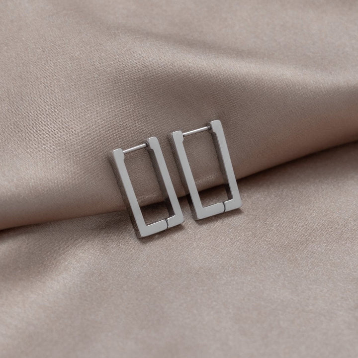 Pendientes plateados rectangulares