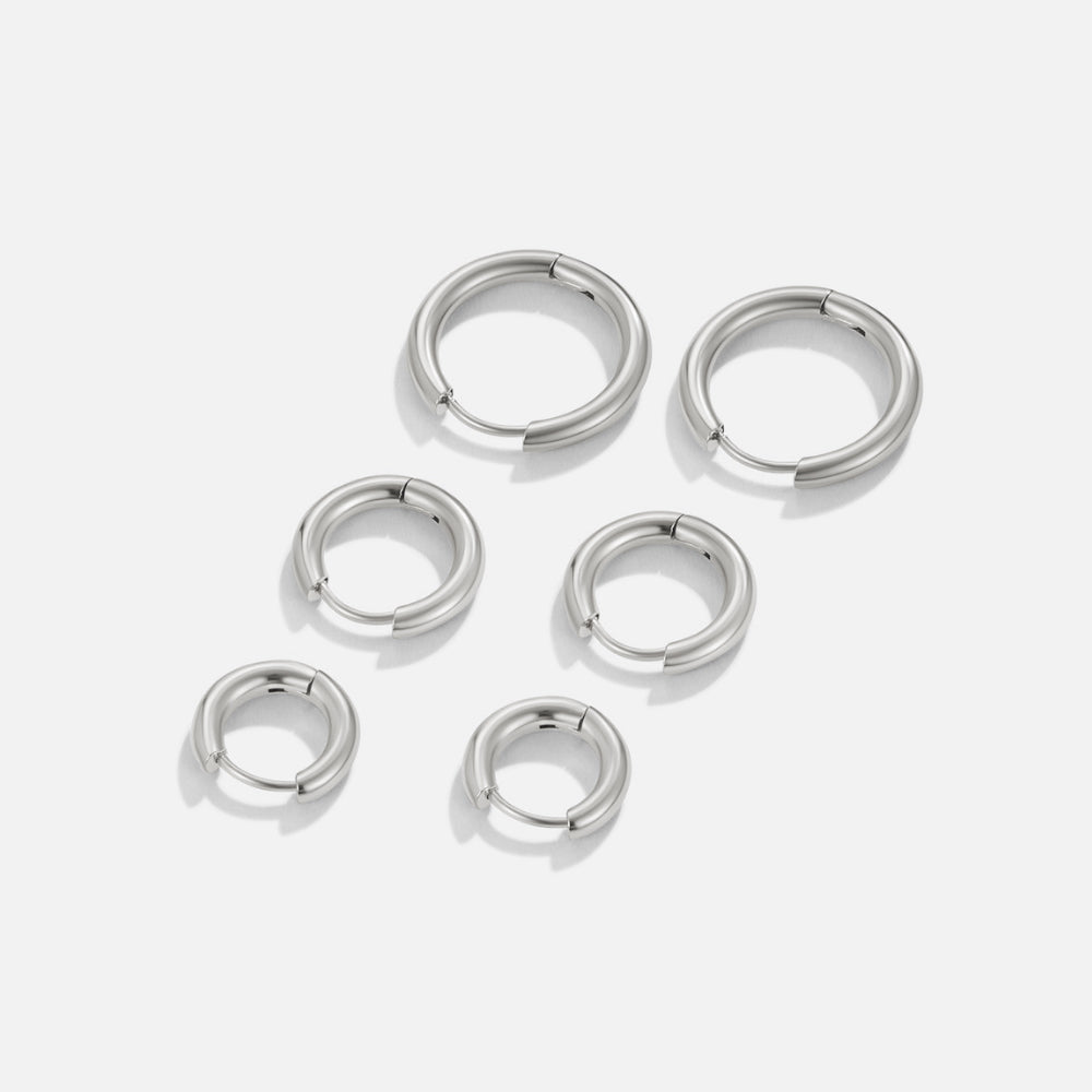 Set Trio de mini aros plateados