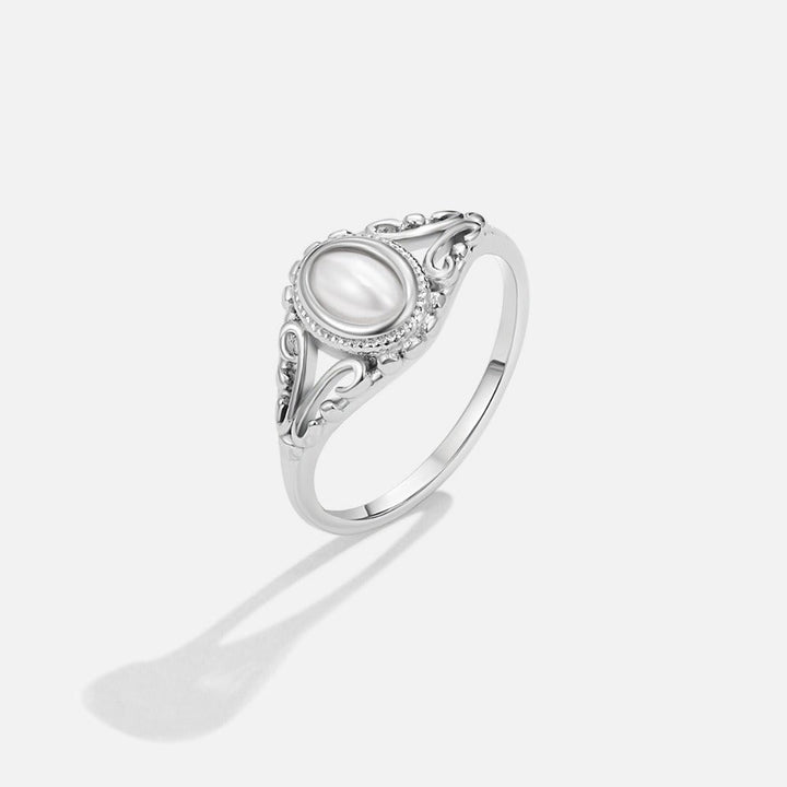 Anillo plateado vintage real perlas