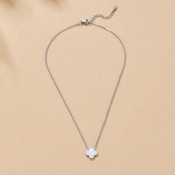 Collar plateado Trébol Blanco